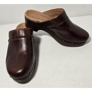 Vionic Kacie Comfort Ergonomic Women's Clog Mules EUR 38 US 7 Brown Leather